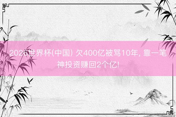 2026世界杯(中国) 欠400亿被骂10年， 靠一笔神投资赚回2个亿!