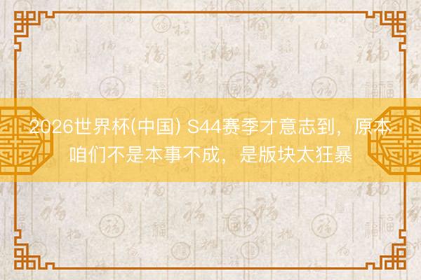 2026世界杯(中国) S44赛季才意志到,原本咱们不是本事不成,是版块太狂暴