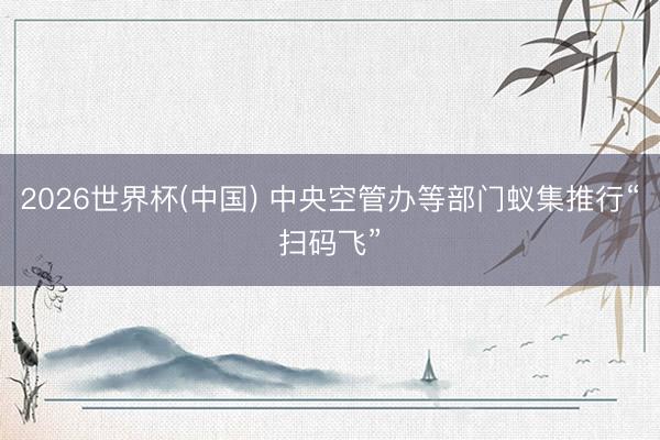 2026世界杯(中国) 中央空管办等部门蚁集推行“扫码飞”