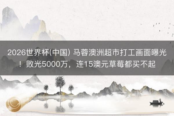 2026世界杯(中国) 马蓉澳洲超市打工画面曝光！败光5000万，连15澳元草莓都买不起