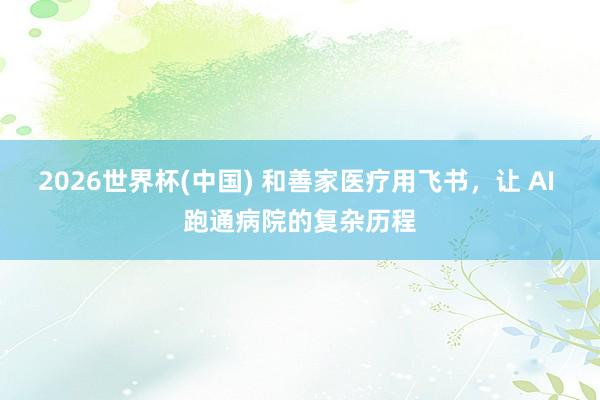 2026世界杯(中国) 和善家医疗用飞书，让 AI 跑通病院的复杂历程