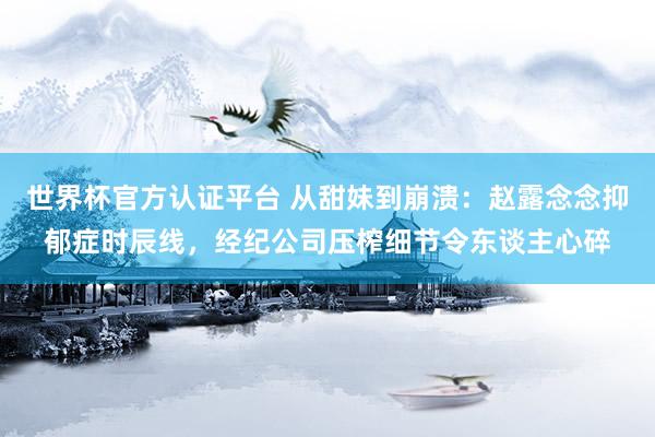 世界杯官方认证平台 从甜妹到崩溃:赵露念念抑郁症时辰线,经纪公司压榨细节令东谈主心碎